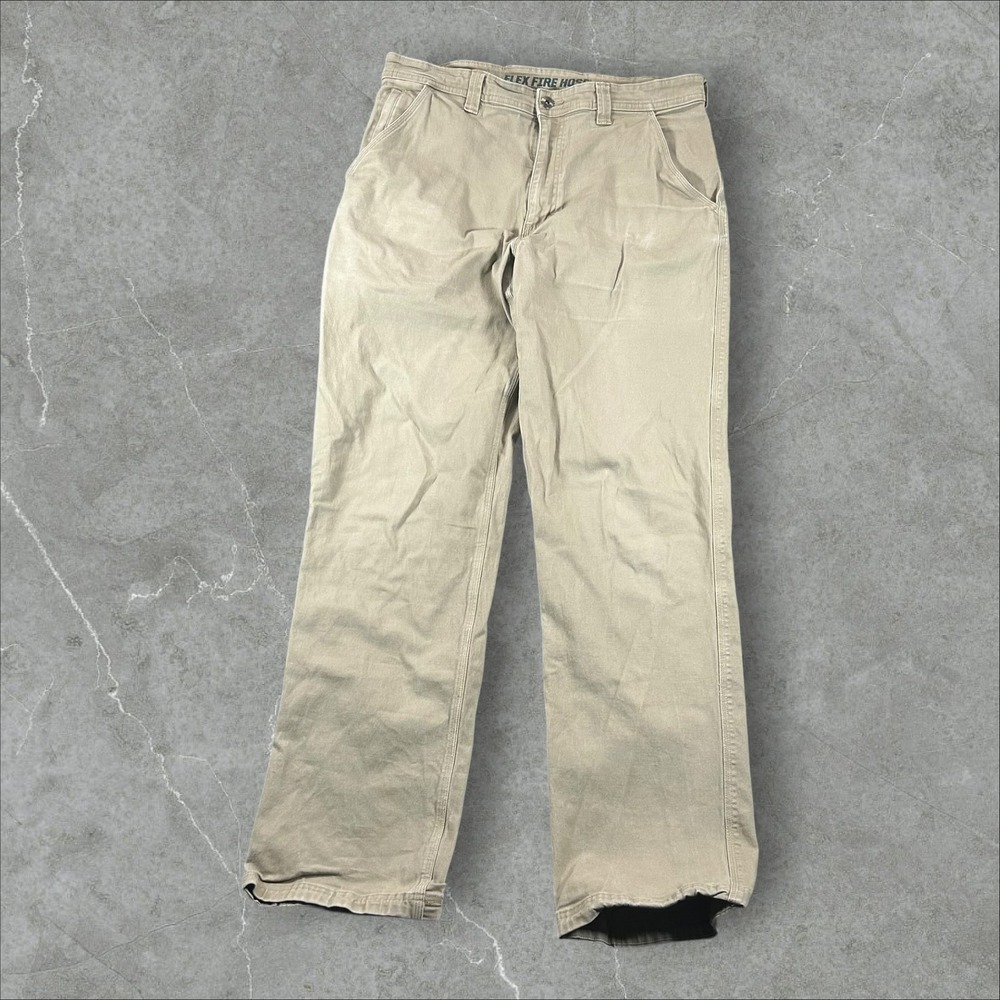 Duluth Trading Co Flex Fire Hose Pants Mens 36x36 Tan Relaxed Fit Workwear
